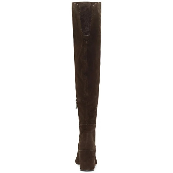 Jessica Simpson Pumella Chocolate Leather Pointed Block Heel Over The Knee Boots - Picture 3 of 4